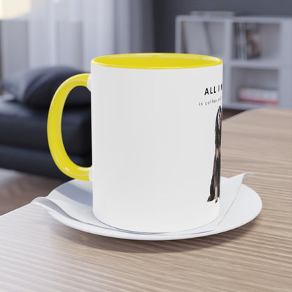 All I Need Is Coffee And My Saluki Two-Tone Coffee Mug, 325ml - White