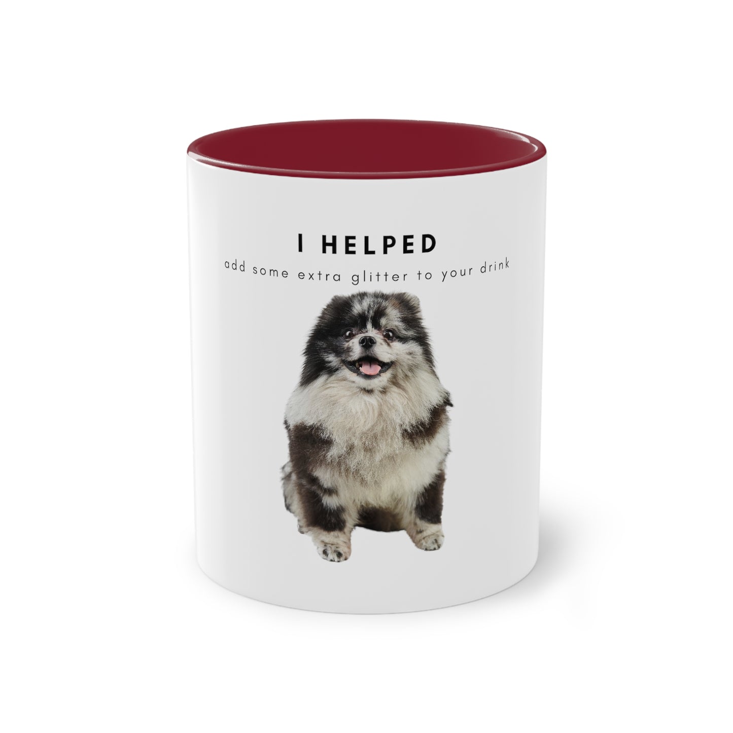 I Helped Add Glitter Merle Pomeranian Two-Tone Coffee Mug, 325ml - White