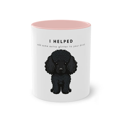 I Helped Add Glitter Black Poodle Graphic Two-Tone Coffee Mug, 325ml - White