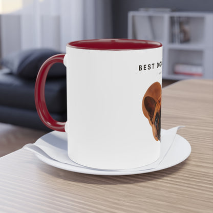 Best Dog Mom Ever Brown French Bulldog Two-Tone Coffee Mug, 325ml - White