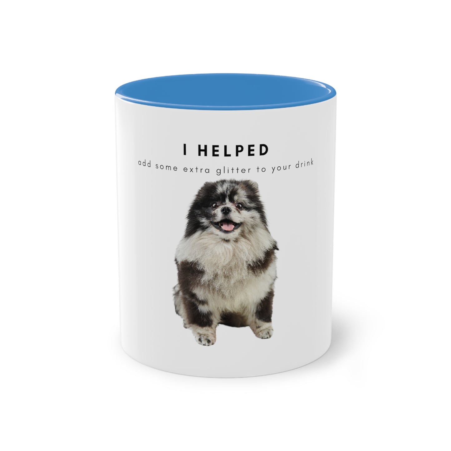 I Helped Add Glitter Merle Pomeranian Two-Tone Coffee Mug, 325ml - White