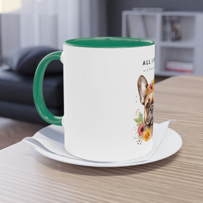 All I Need Is A French Coffee French Bulldog Two-Tone Coffee Mug, 325ml - White