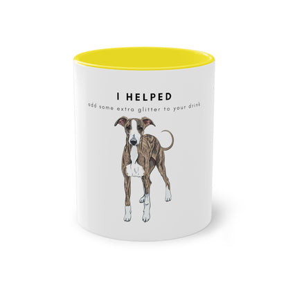 I Helped Add Glitter Greyhound Two-Tone Coffee Mug, 325ml - White