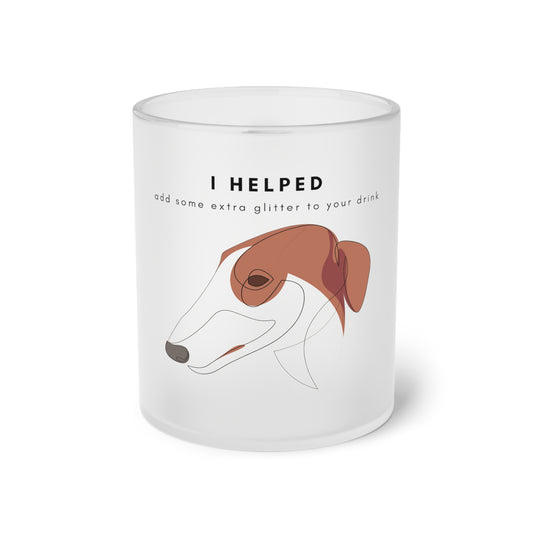 I Helped Add Glitter Borzoi Graphic - Frosted Glass Mug, 325ml