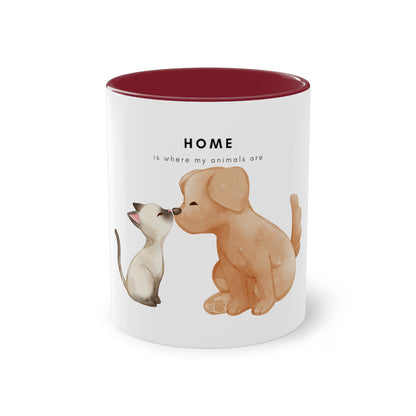 Home Is Where My Animals Are Two-Tone Coffee Mug, 325ml - White