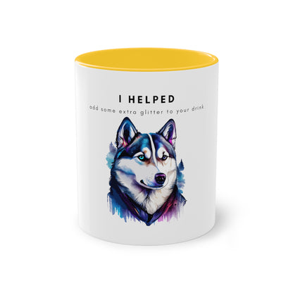 I Helped Add Glitter Husky Galaxy Two-Tone Coffee Mug, 325ml - White