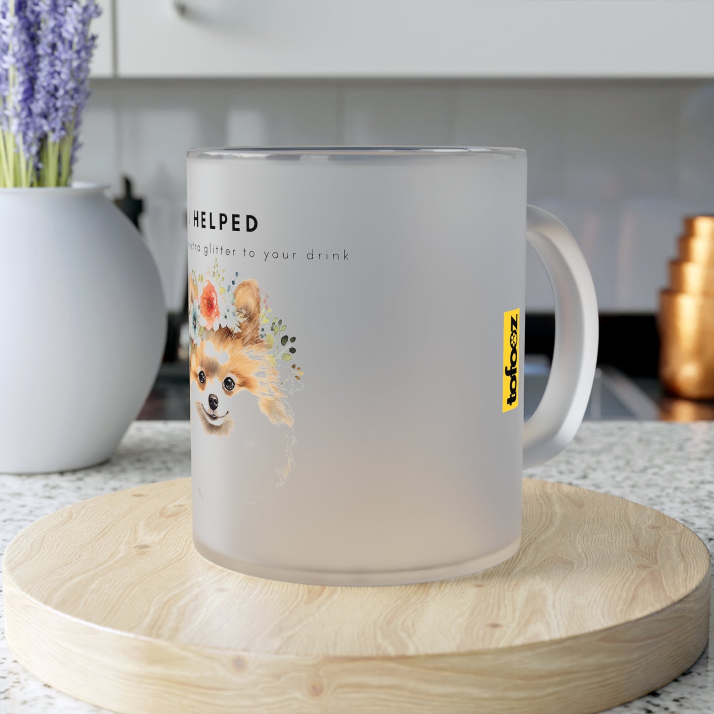 I Helped Add Glitter Pomeranian - Frosted Glass Mug, 325ml