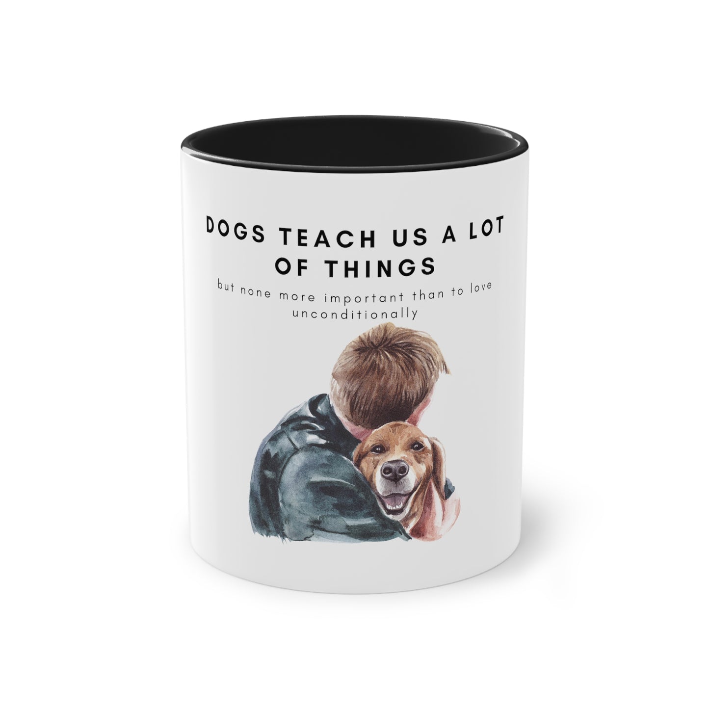 Dogs Teach Us Two-Tone Coffee Mug, 325ml - White