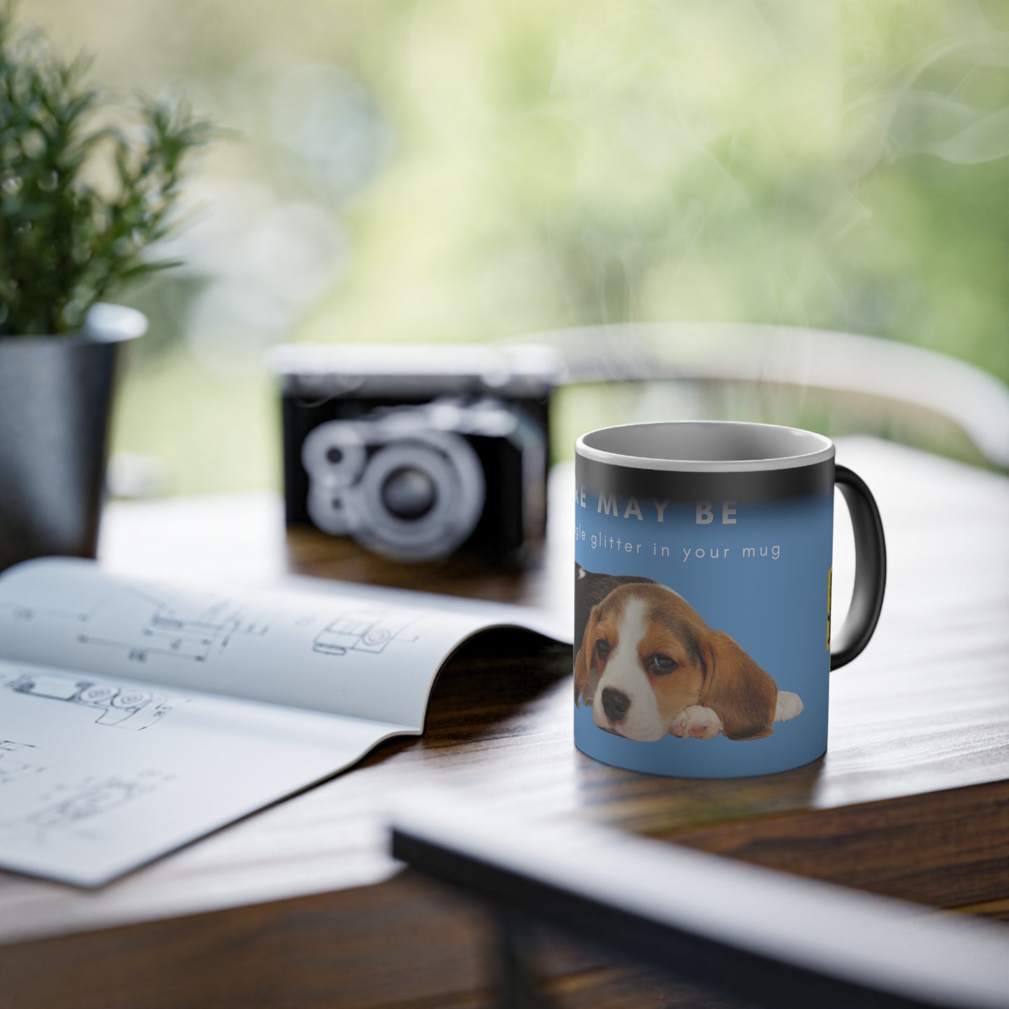 There May Be A Little Beagle Glitter Magic Mug, 325ml - Light Blue