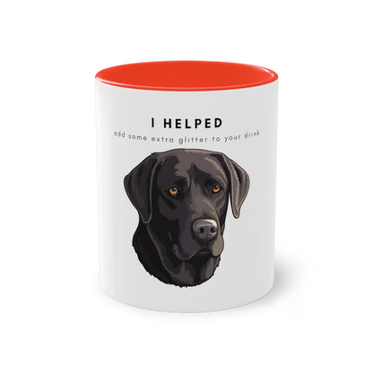 I Helped Add Glitter Chocolate Labrador Two-Tone Coffee Mug, 325ml - White