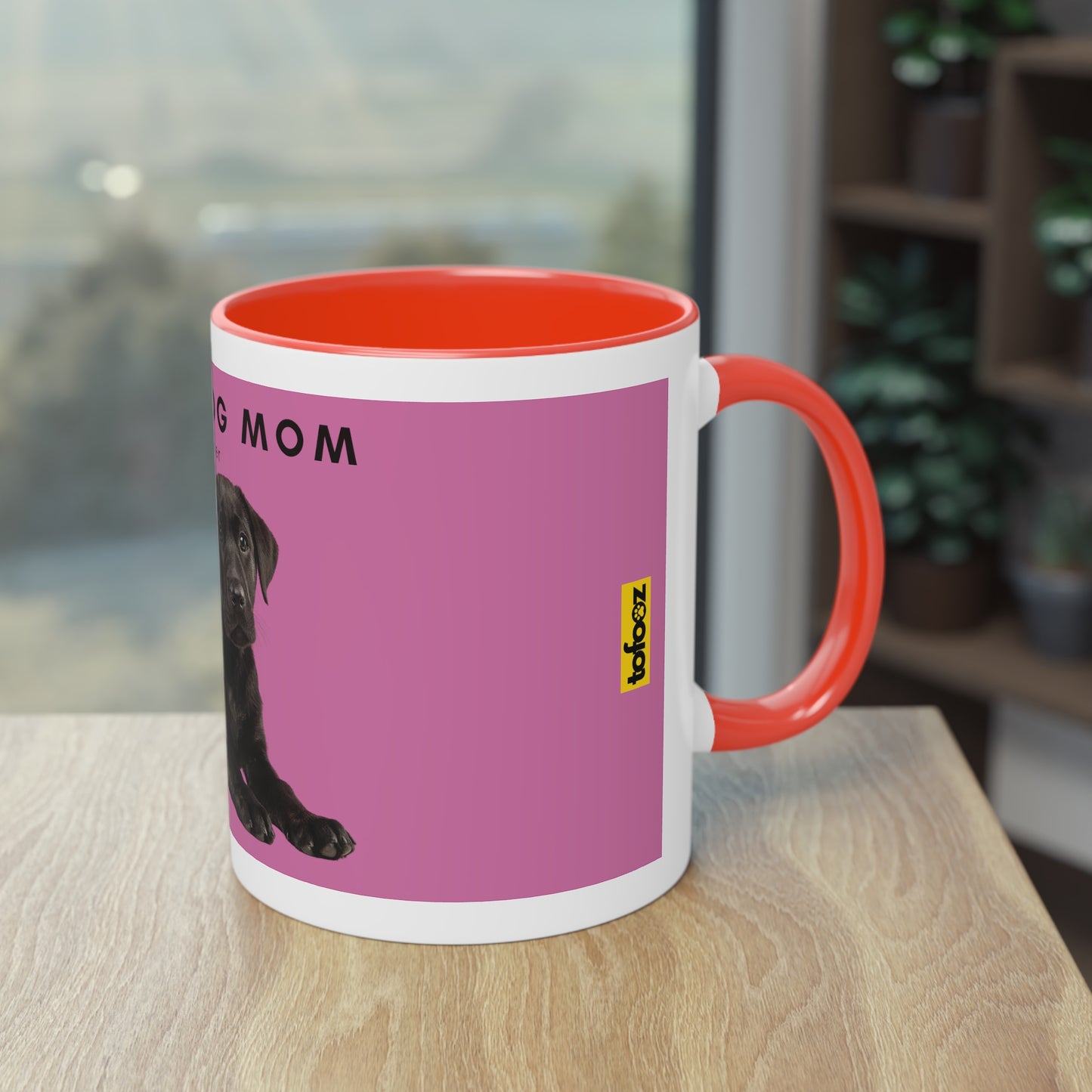 Best Dog Mom Black Lab Two-Tone Coffee Mug, 325ml - Pink