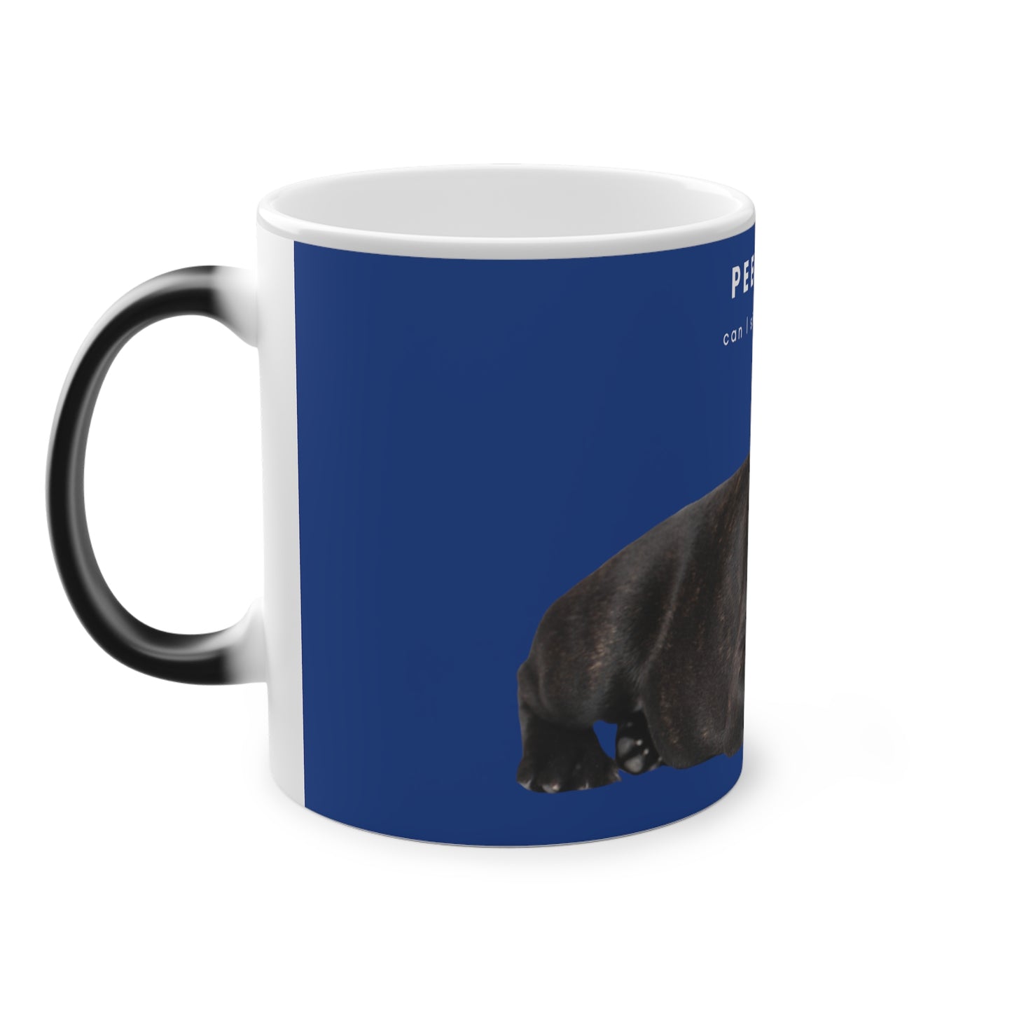 Peekaboo Sit In Your Lap Black French Bulldog Puppy Magic Mug, 325ml - Blue