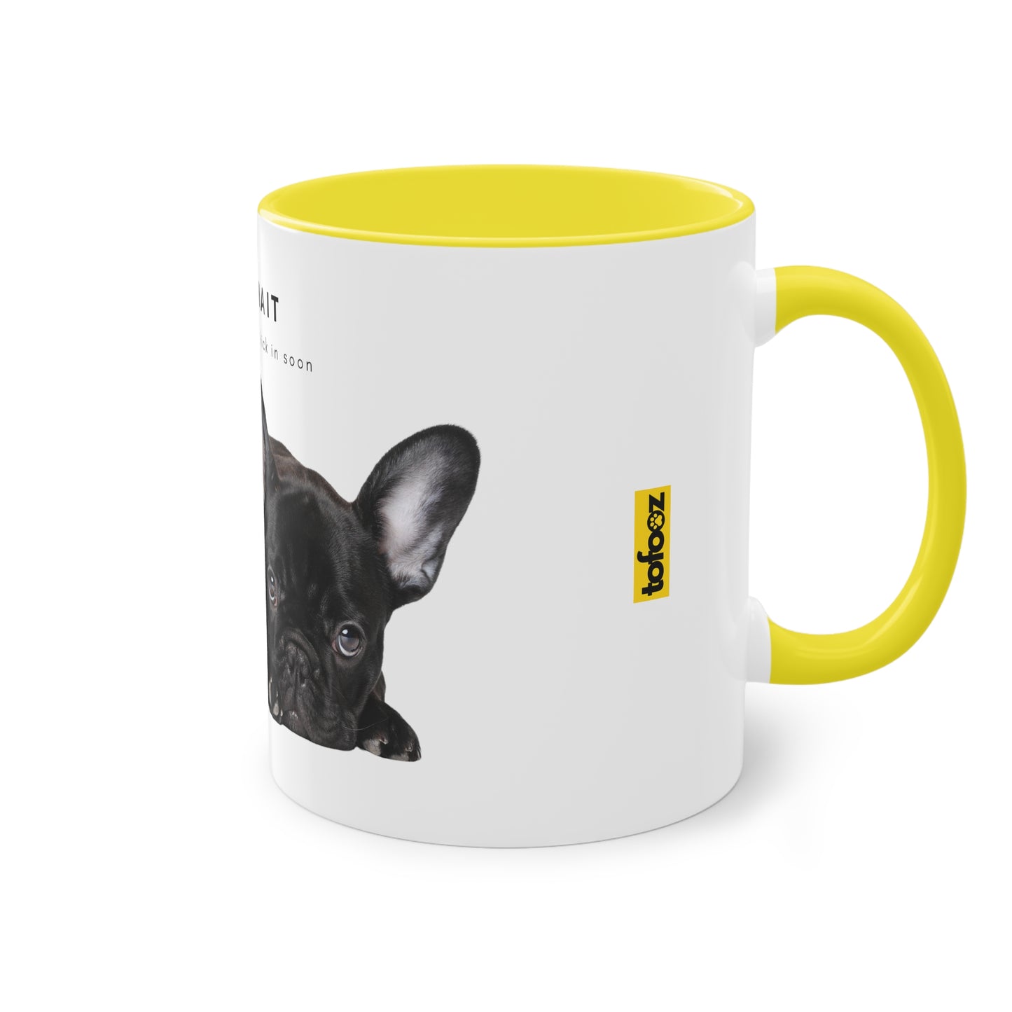 Just Wait Caffeine Black French Bulldog Puppy Two-Tone Coffee Mug, 325ml - White