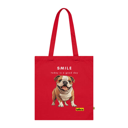 Smile Good Day English Bulldog Organic Cotton Tote Bag