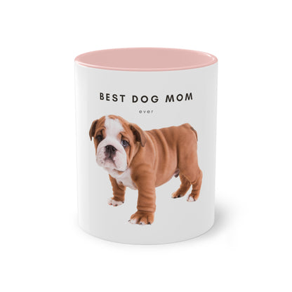 Best Dog Mom Ever English Bulldog Two-Tone Coffee Mug, 325ml - White