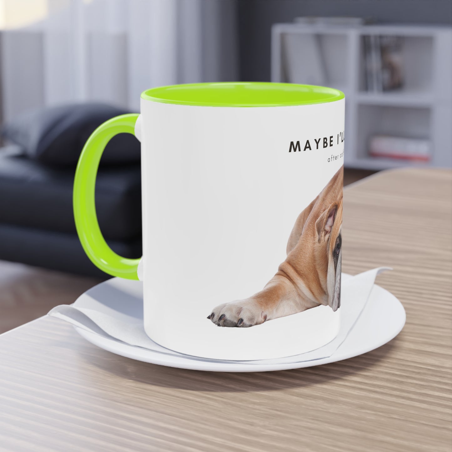 Maybe After Coffee Bulldog Two-Tone Coffee Mug, 325ml - White