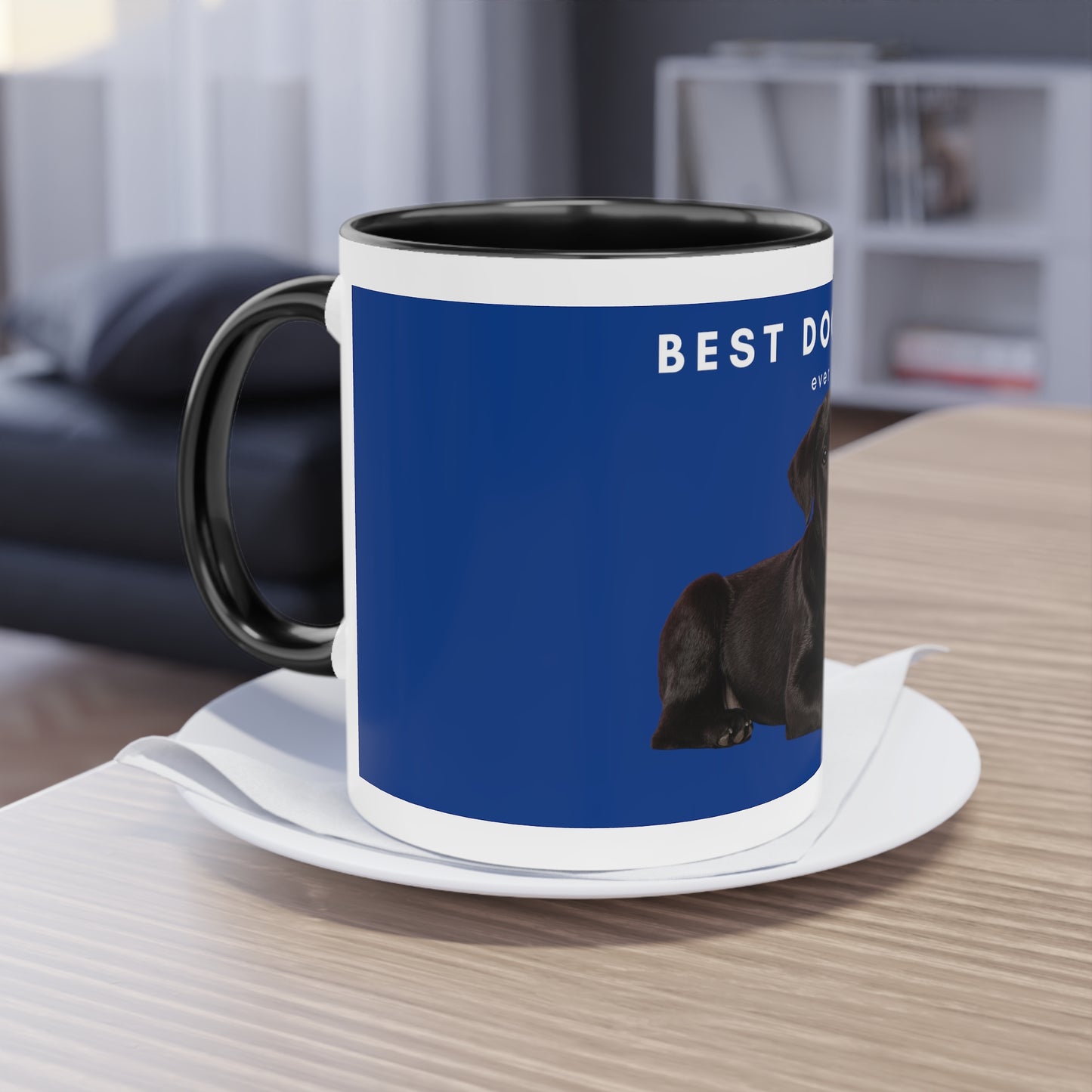 Best Dog Dad Black Lab Two-Tone Coffee Mug, 325ml - Blue