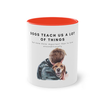 Dogs Teach Us Two-Tone Coffee Mug, 325ml - White