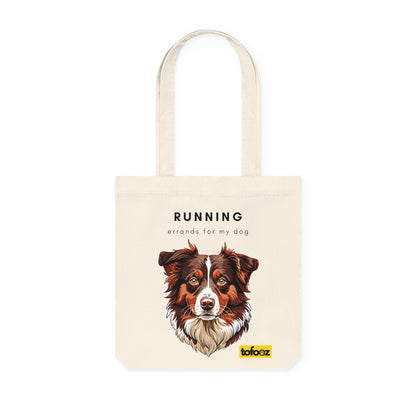 Running Errands For My Dog Red Tri Aussie Woven Tote Bag