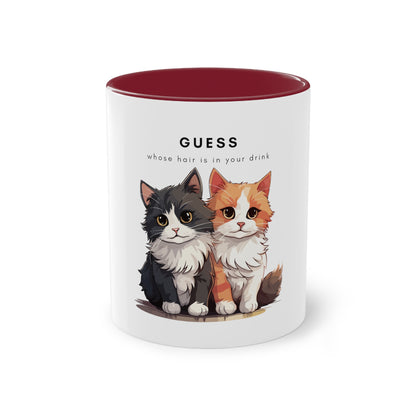 Guess Whose Hair Cats Two-Tone Coffee Mug, 325ml - White