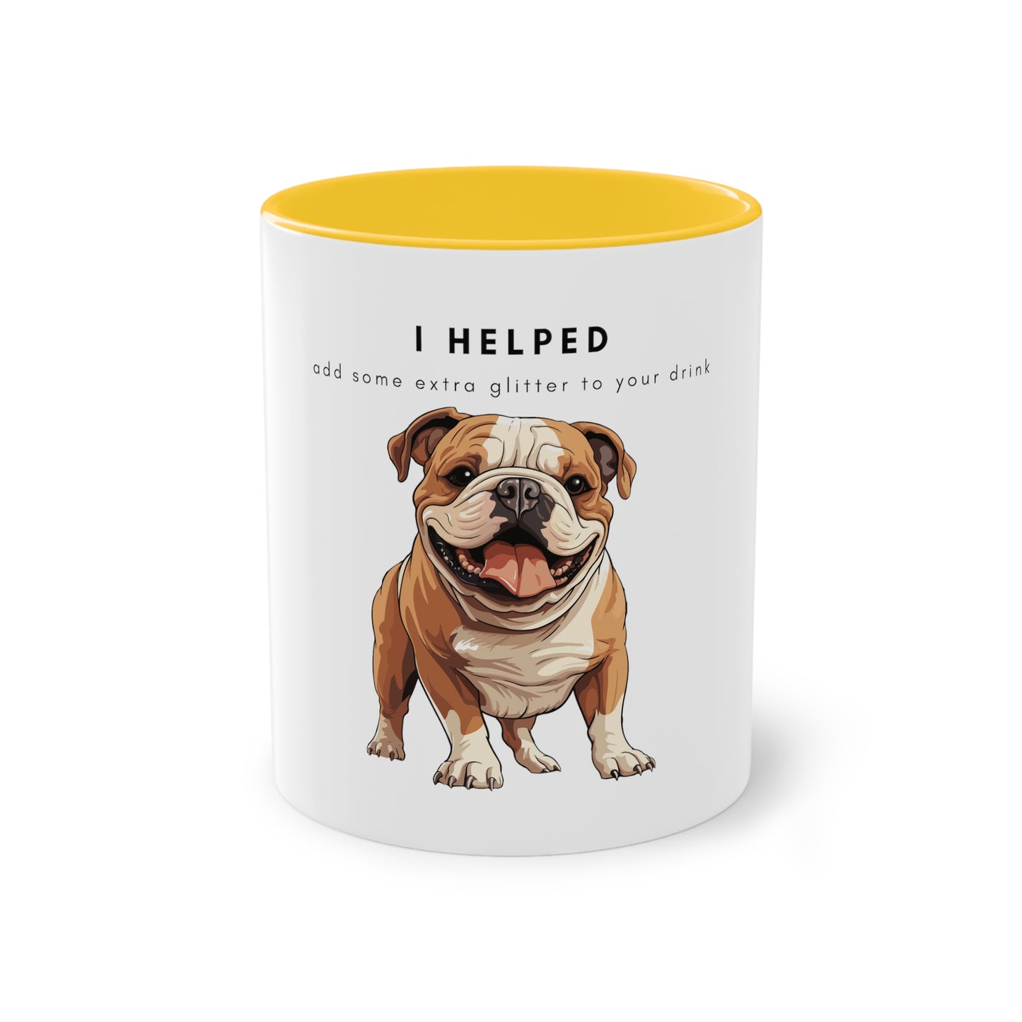 I Helped Add Glitter English Bulldog Two-Tone Coffee Mug, 325ml - White