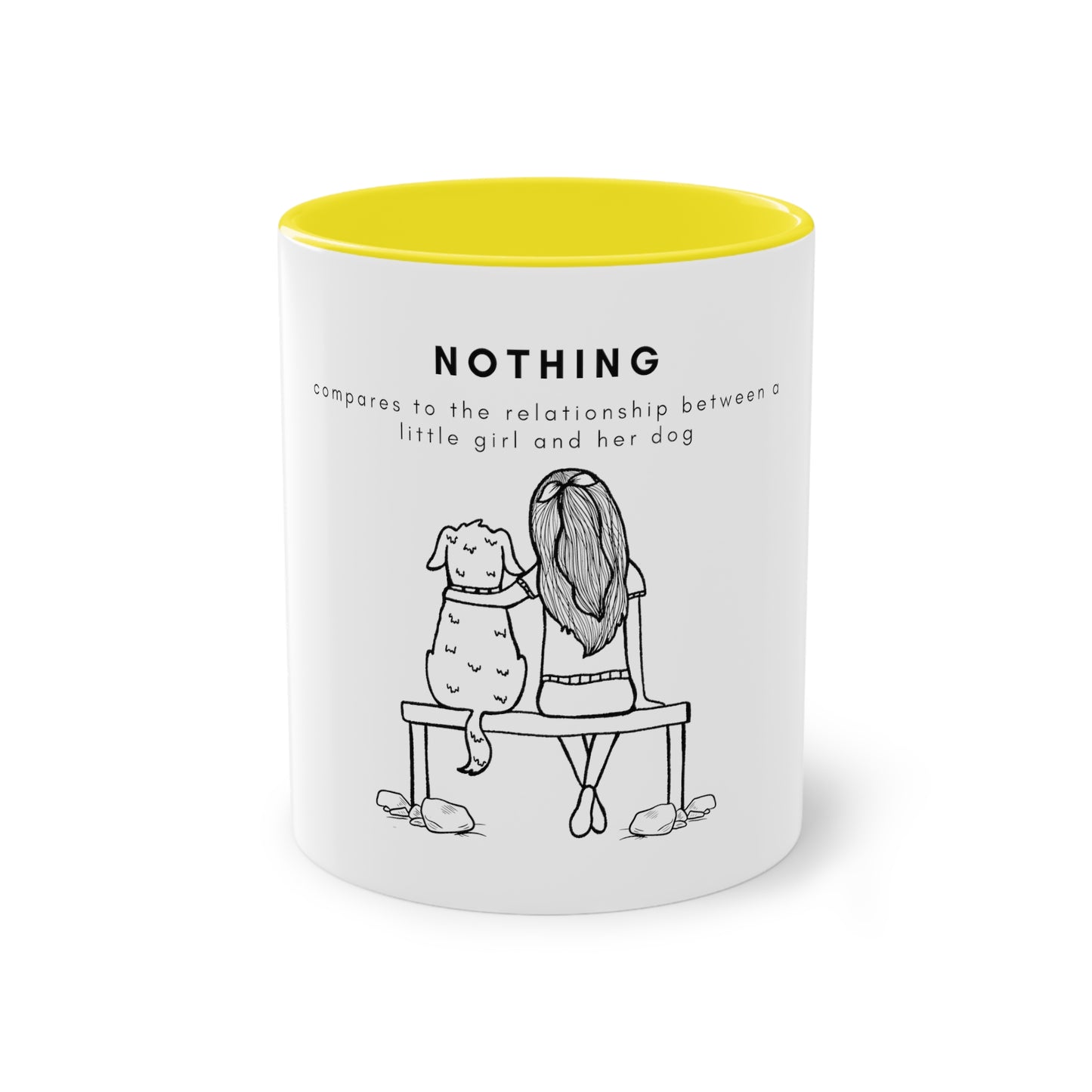 Nothing Compares Little Girl And Dog Two-Tone Coffee Mug, 325ml - White