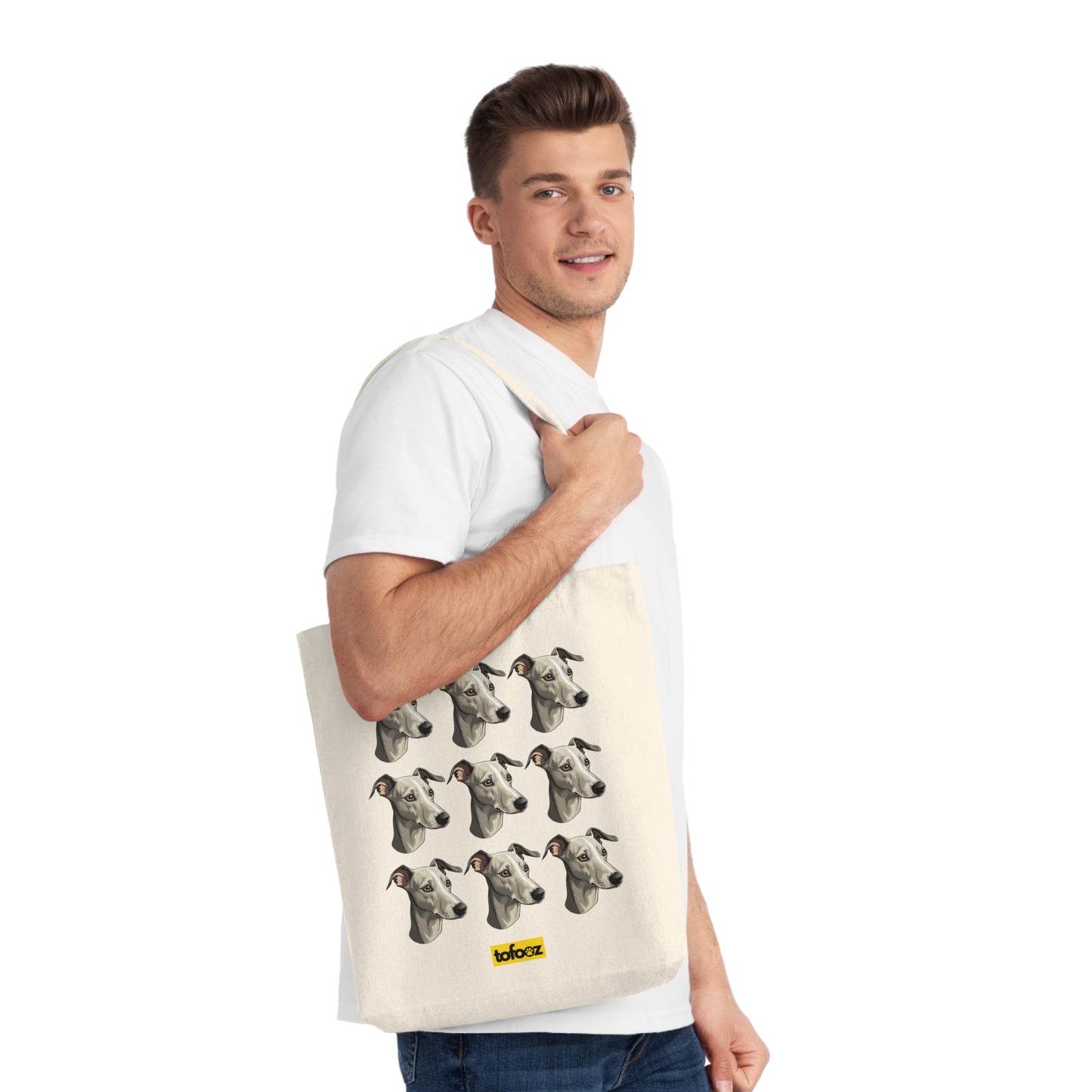 Greyhound Head Print Woven Tote Bag