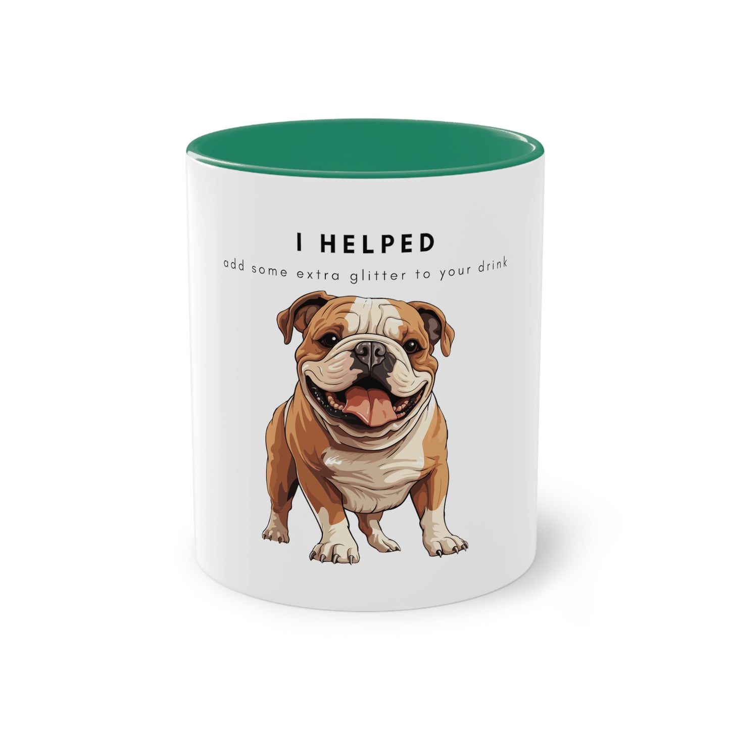 I Helped Add Glitter English Bulldog Two-Tone Coffee Mug, 325ml - White