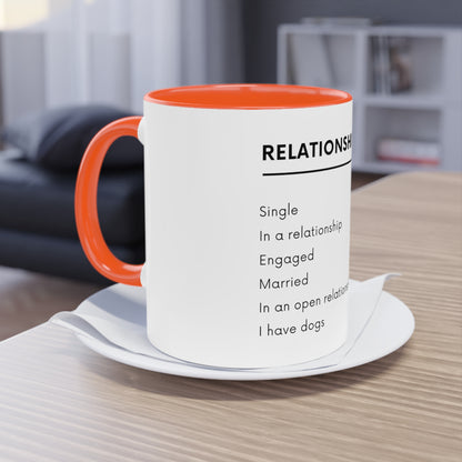 Relationship Status, I Have Dogs Two-Tone Coffee Mug, 325ml - White