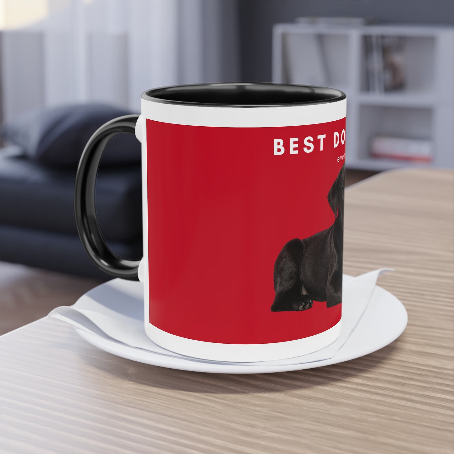 Best Dog Dad Black Lab Two-Tone Coffee Mug, 325ml - Red