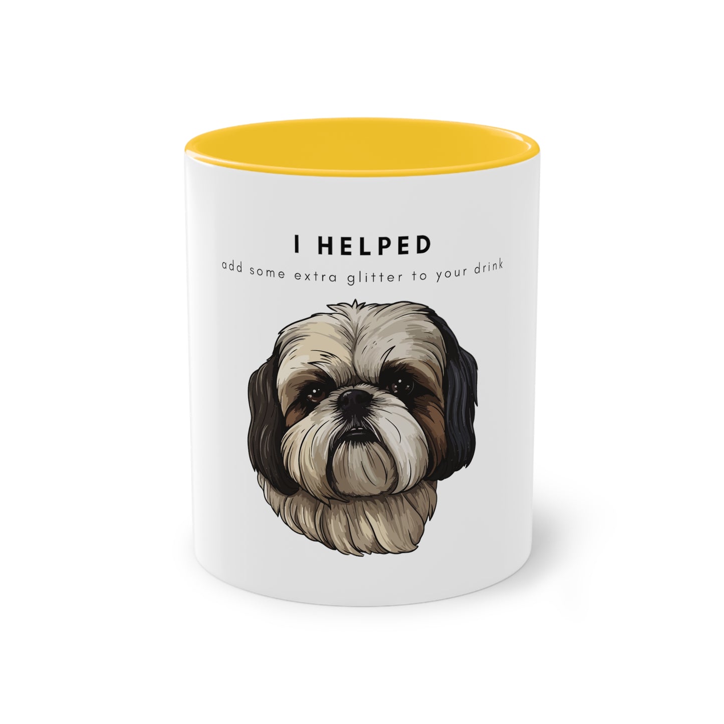 I Helped Add Glitter White Shih Tzu Two-Tone Coffee Mug, 325ml - White