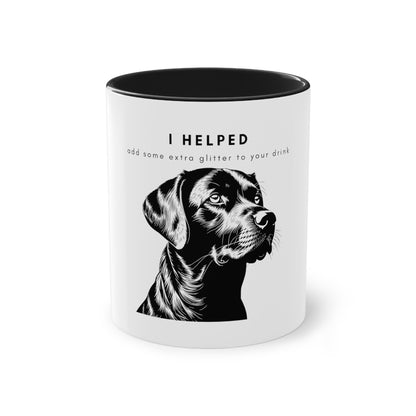 I Helped Add Glitter Labrador Graphic Two-Tone Coffee Mug, 325ml - White