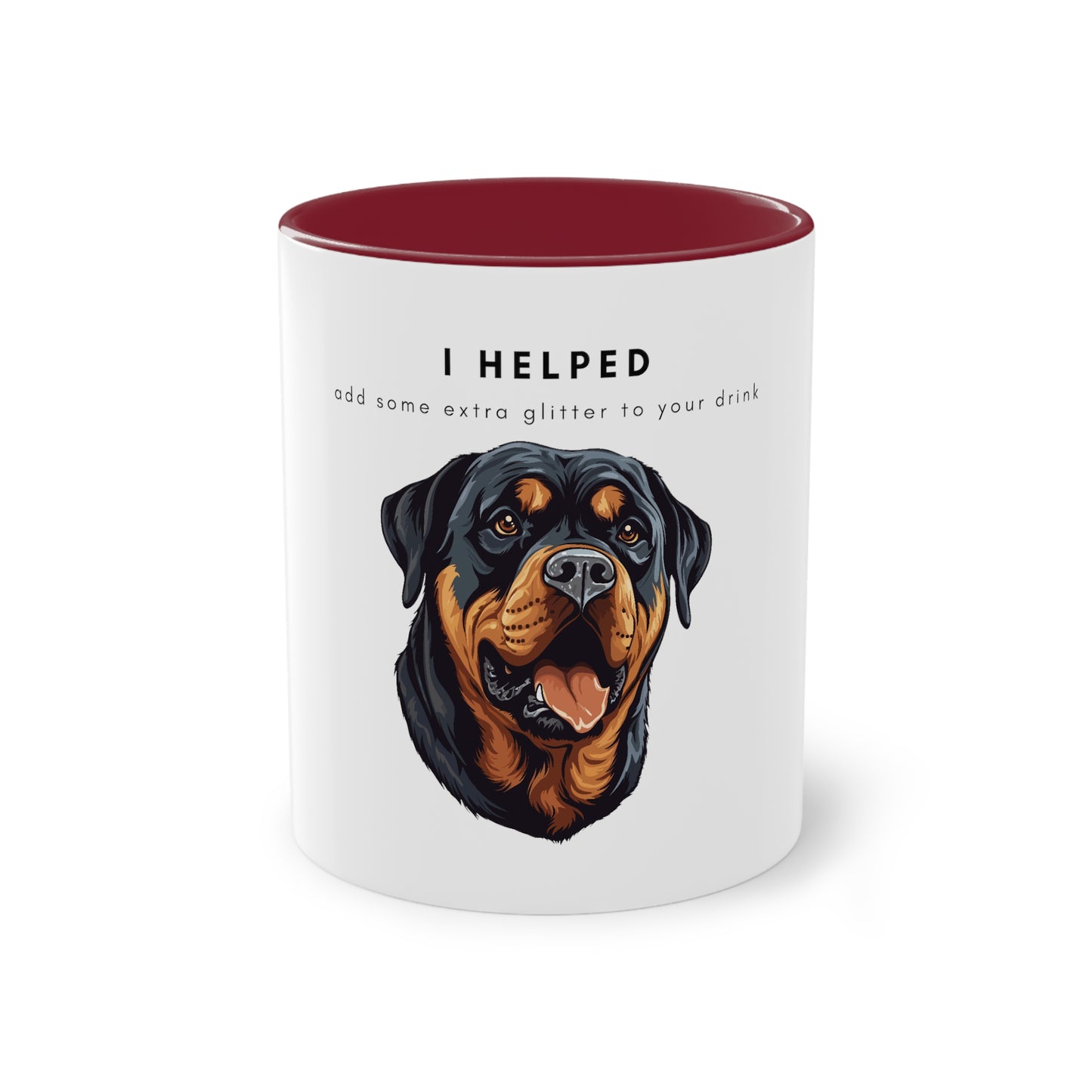 I Helped Add Glitter Rottweiler Two-Tone Coffee Mug, 325ml - White