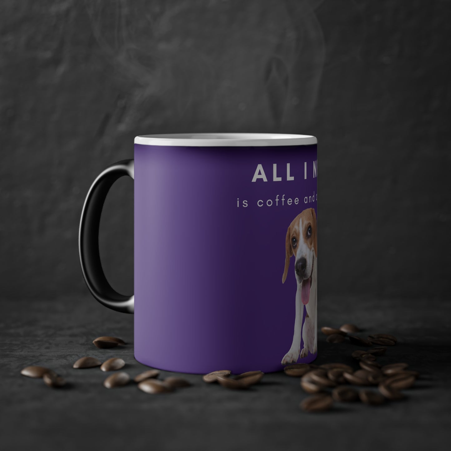 All I Need Is Coffee And A Beagle Magic Mug, 325ml - Purple