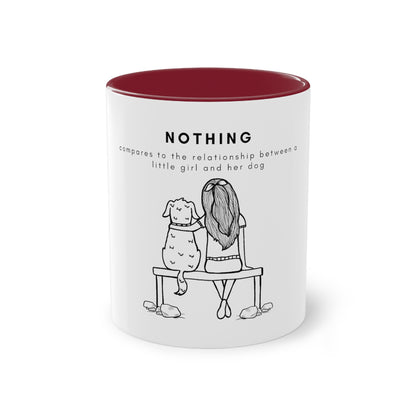 Nothing Compares Little Girl And Dog Two-Tone Coffee Mug, 325ml - White