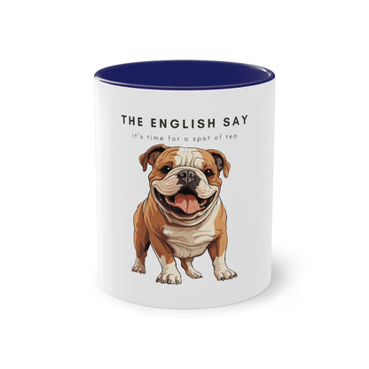 The English Say Tea Bulldog Two-Tone Coffee Mug, 325ml - White