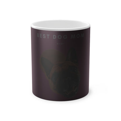 Best Dog Mom Ever Brown French Bulldog Magic Mug, 325ml - Pink