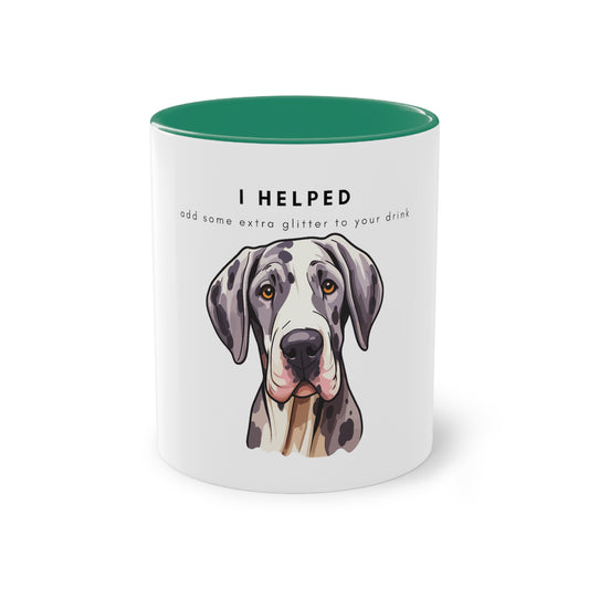 I Helped Add Glitter Great Dane Two-Tone Coffee Mug, 325ml - White