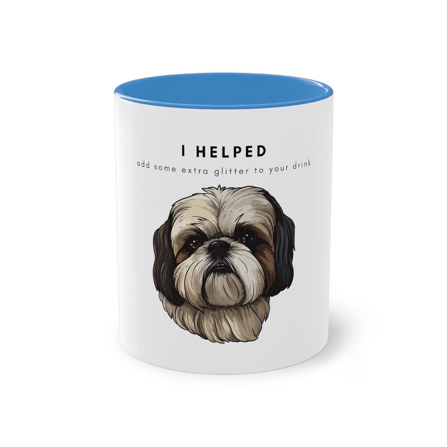 I Helped Add Glitter White Shih Tzu Two-Tone Coffee Mug, 325ml - White