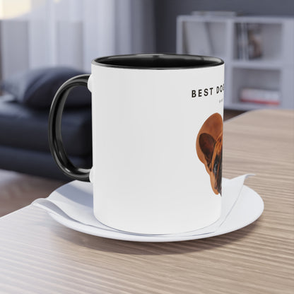 Best Dog Mom Ever Brown French Bulldog Two-Tone Coffee Mug, 325ml - White