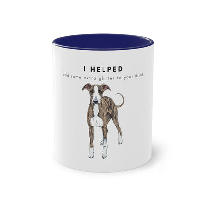 I Helped Add Glitter Greyhound Two-Tone Coffee Mug, 325ml - White