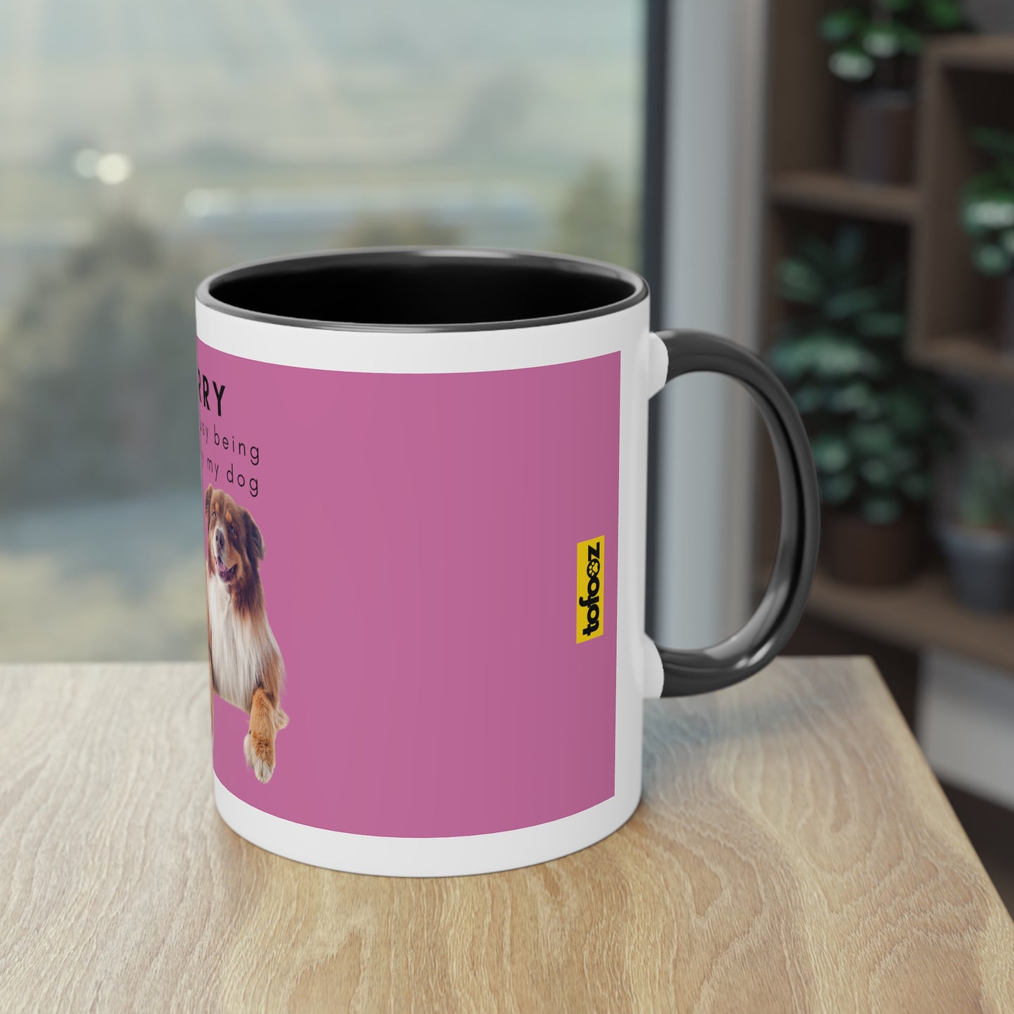 Sorry Too Busy Being Trained Red Merle Aussie Two-Tone Coffee Mug, 325ml - Pink