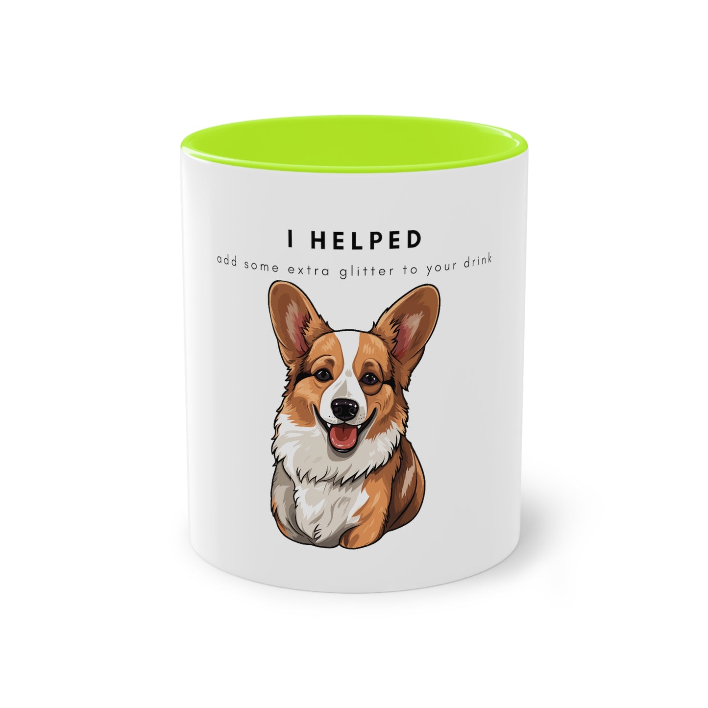 I Helped Add Glitter Corgi Two-Tone Coffee Mug, 325ml - White