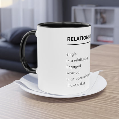 Relationship Status, I Have A Dog Two-Tone Coffee Mug, 325ml - White