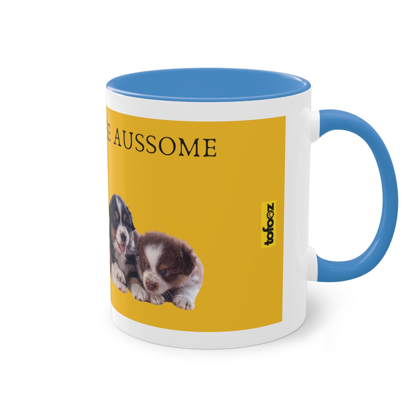 Today Will Be Aussome Aussie Puppies Two-Tone Coffee Mug, 325ml - Yellow