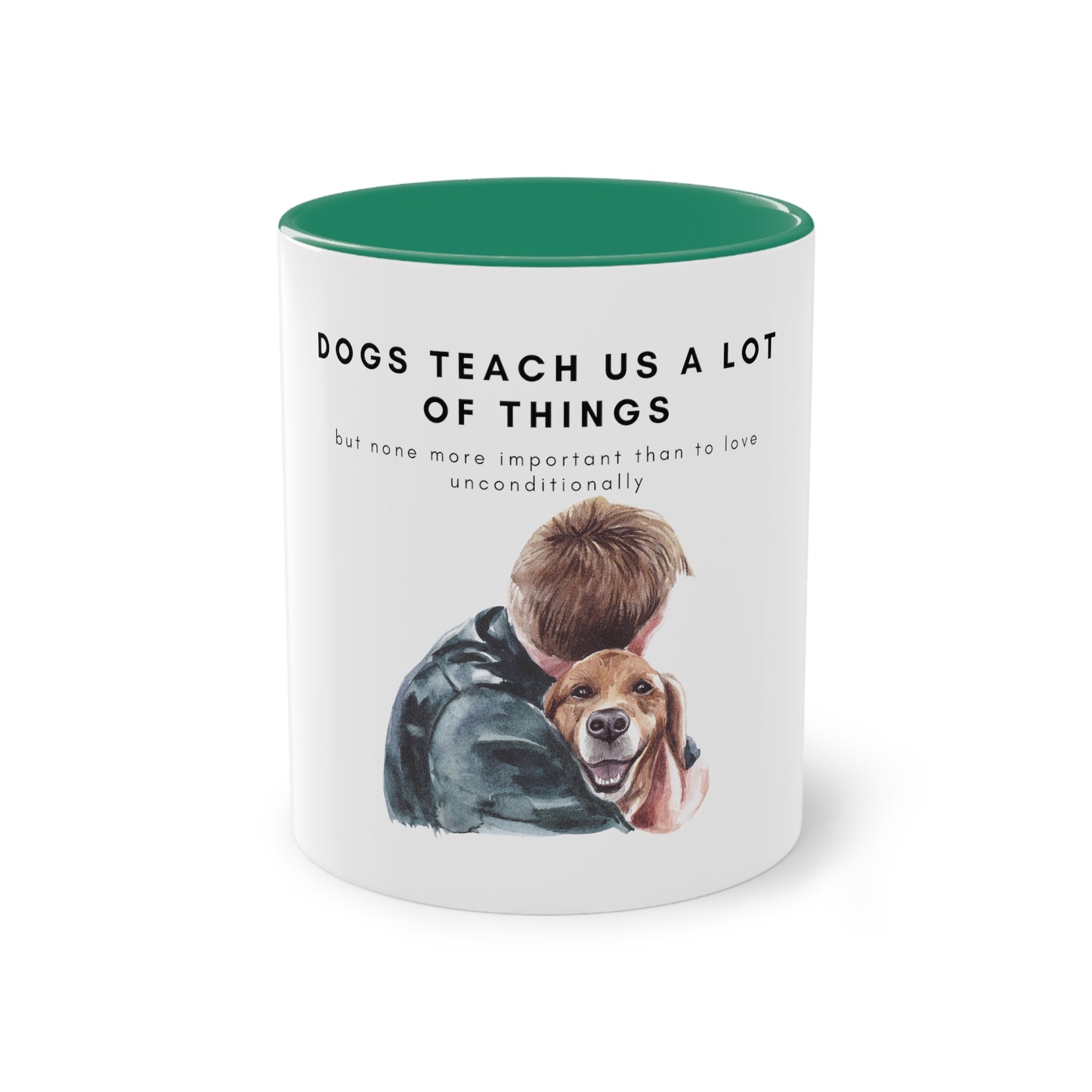 Dogs Teach Us Two-Tone Coffee Mug, 325ml - White