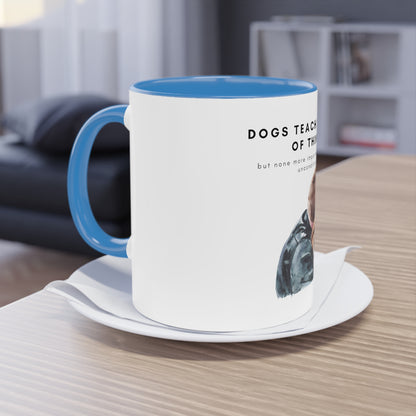 Dogs Teach Us Two-Tone Coffee Mug, 325ml - White