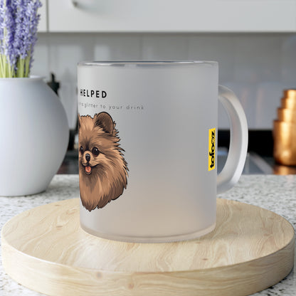 I Helped Add Glitter Brown Pomeranian - Frosted Glass Mug, 325ml