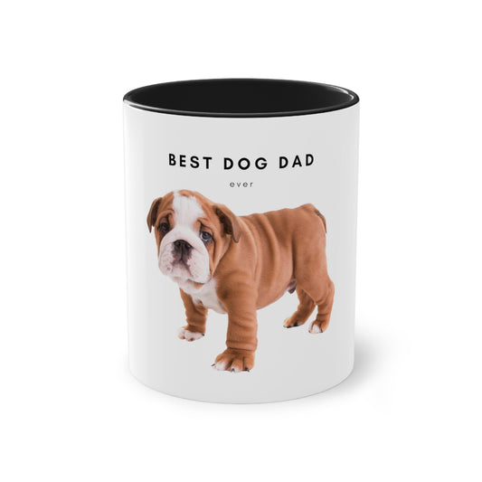 Best Dog Dad Ever English Bulldog Two-Tone Coffee Mug, 325ml - White