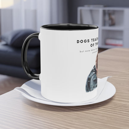 Dogs Teach Us Two-Tone Coffee Mug, 325ml - White